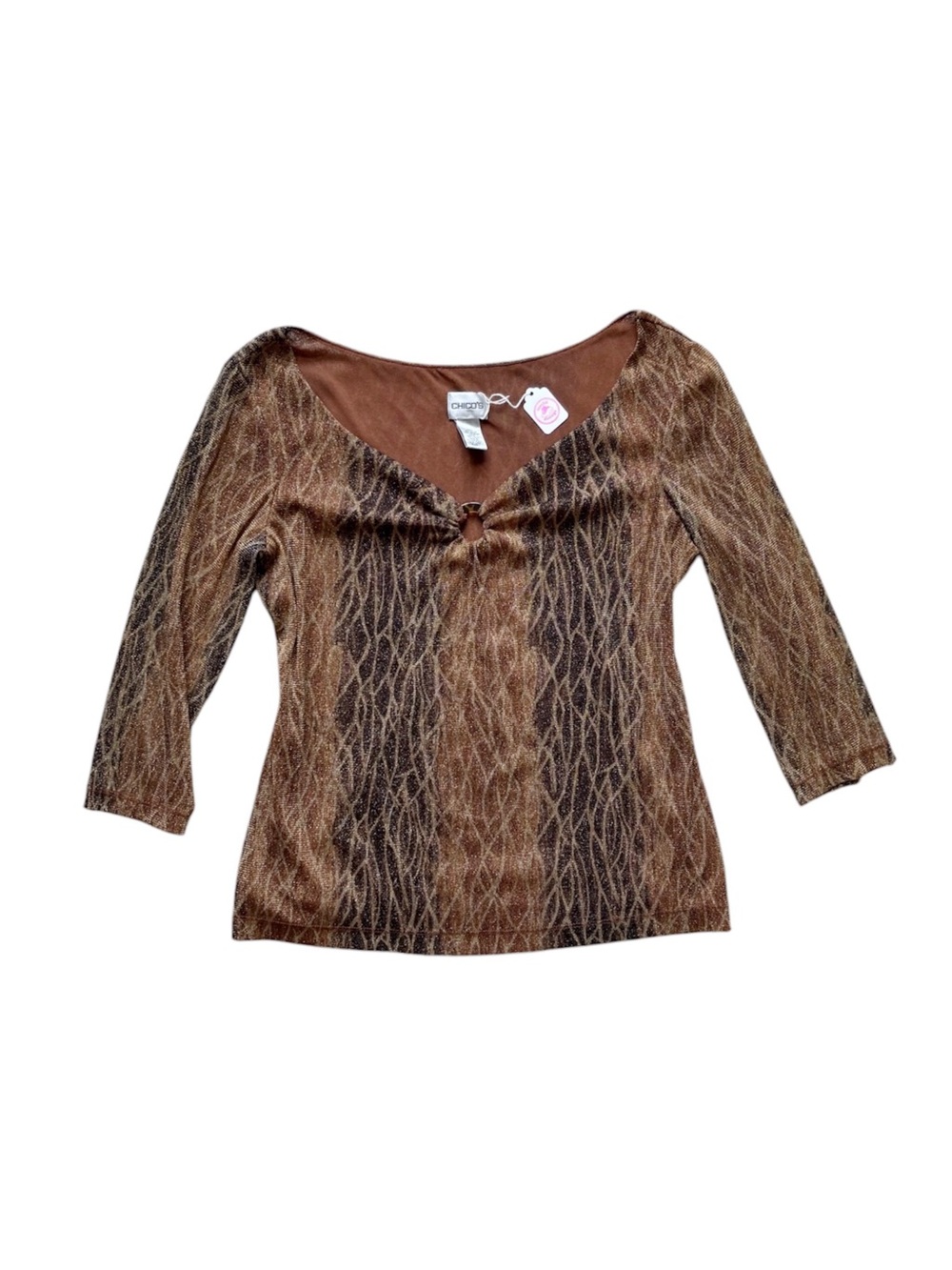 Vintage 90s Y2K Metallic Snake Print Blouse Fairy Grunge XL/XXL